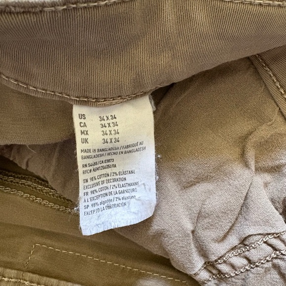 American Eagle Extreme Flex Slim Straight Tan Brown Pants Mens Size 34 Stretch - Picture 9 of 10